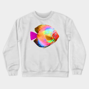 Fish, Flounder, Rainbow Colors Crewneck Sweatshirt